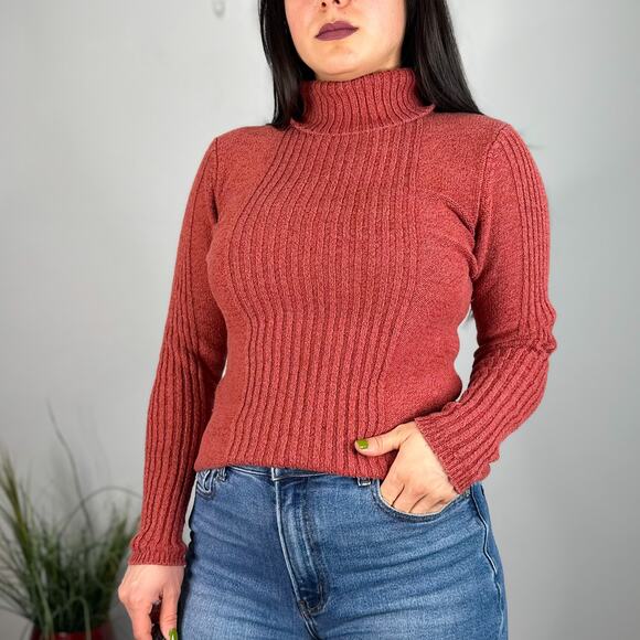 Sundance Burnt Orange Red Ribbed Turtleneck Sweater - Picture 1 of 8